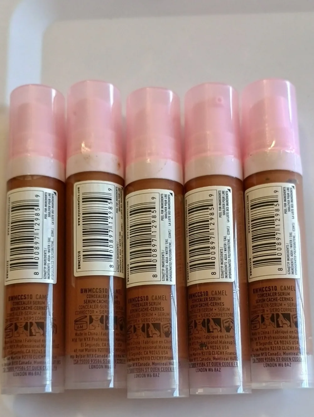 5 x NYX Professional Makeup Bare With Me Serum Concealer, Camel